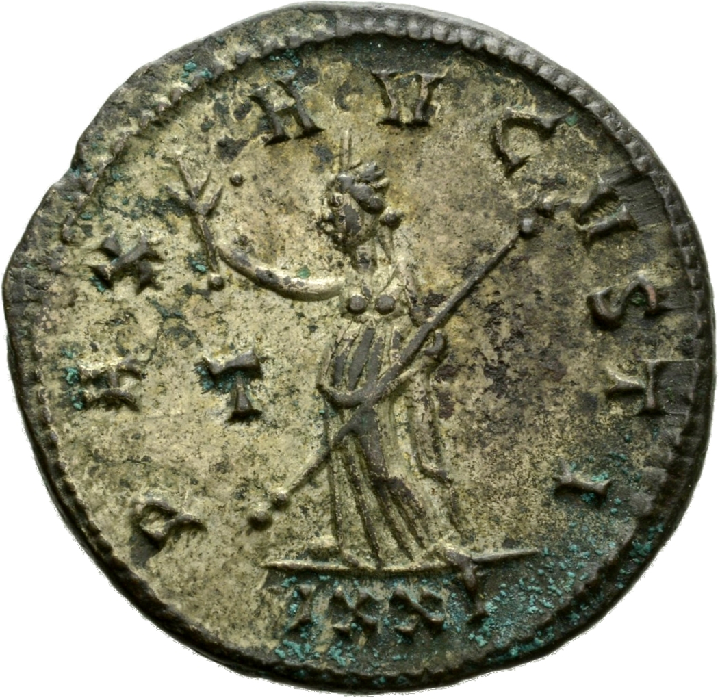 RIC V Probus 517 Probus reverse, Pax, draped, standing left, holding olive-branch in right hand and sceptre in left hand