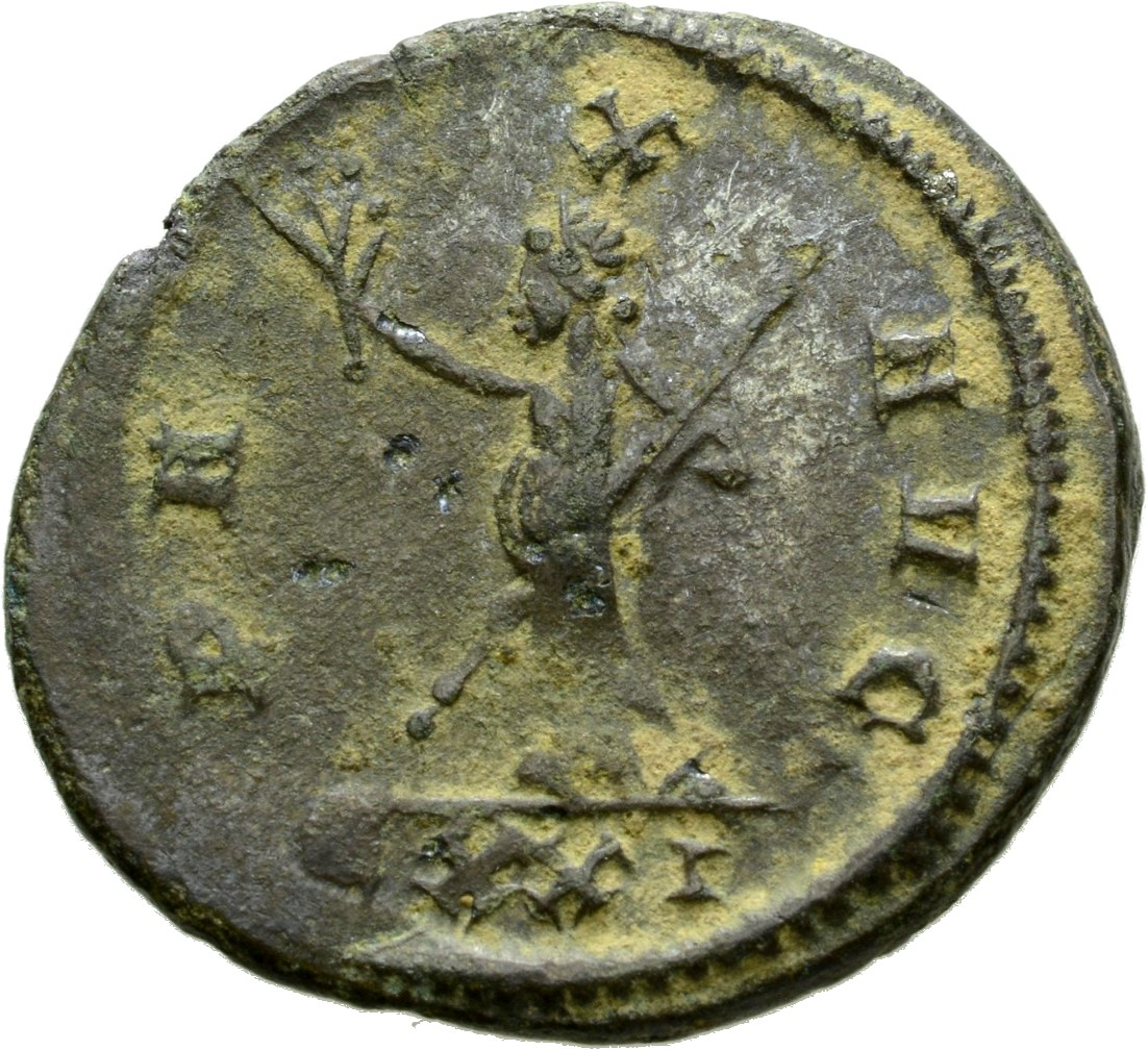 RIC V Probus 547 Probus reverse, Pax, draped, standing left, holding olive-branch in right hand and sceptre in left hand