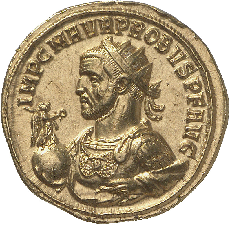 RIC V Probus 581 Probus obverse, Bust of Probus, radiate, cuirassed, left, holding Victory set on globe