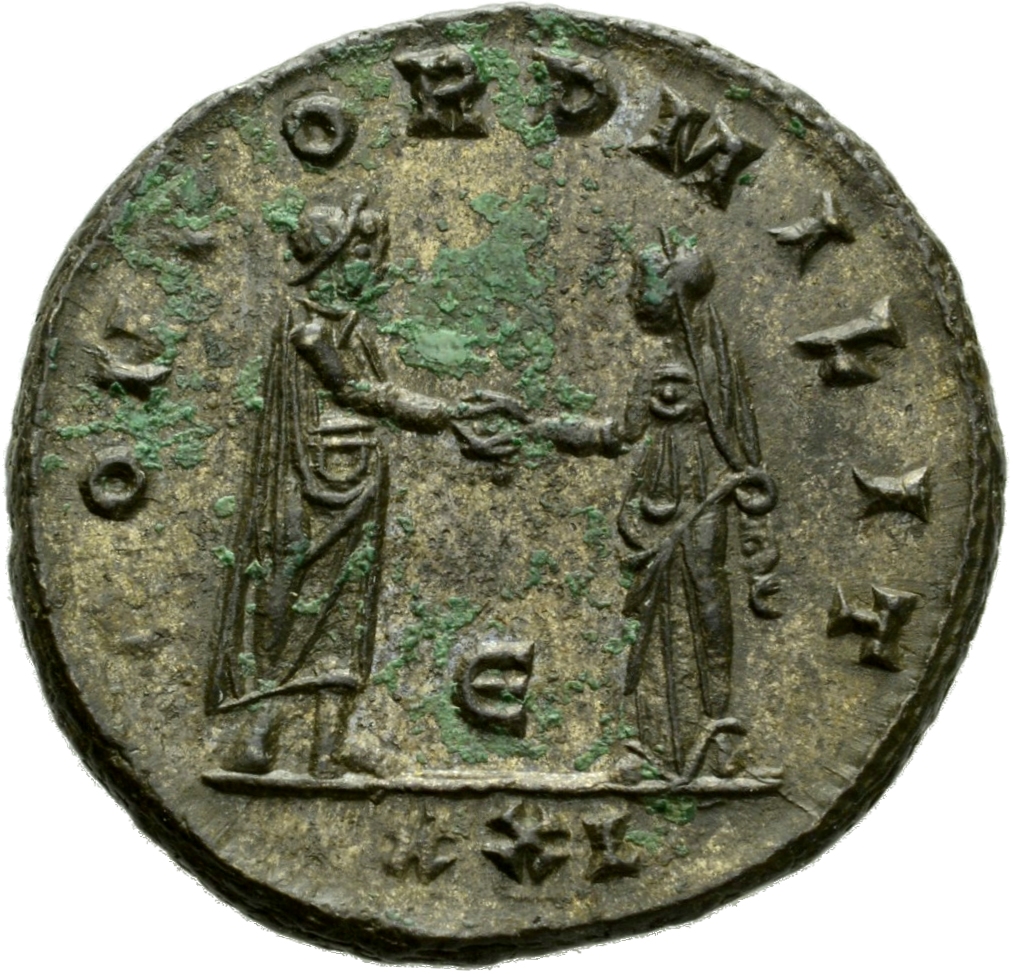 RIC V Probus 657 Probus reverse, Probus, standing right, clasping hand of Concordia, standing left