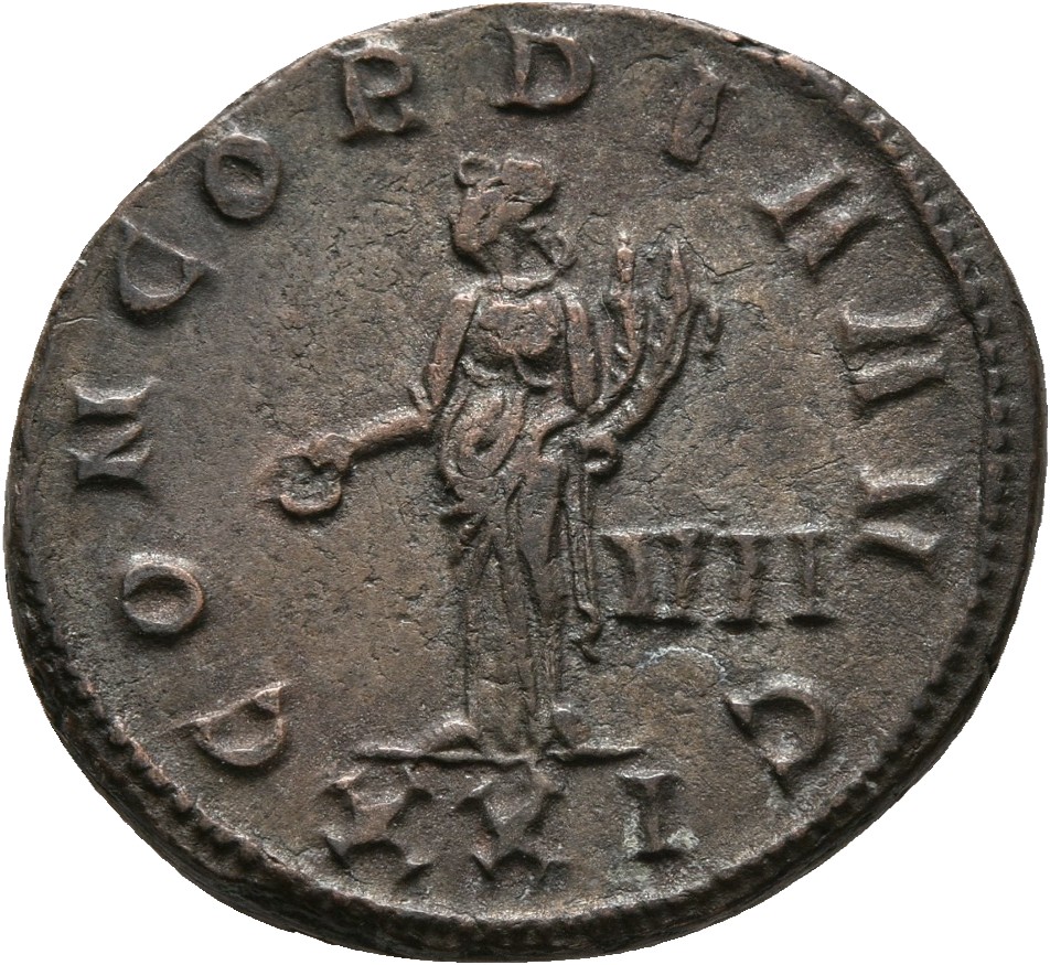 RIC V Probus 660 Probus reverse, Concordia, draped, standing left, holding patera in right hand and double cornucopiae in ...