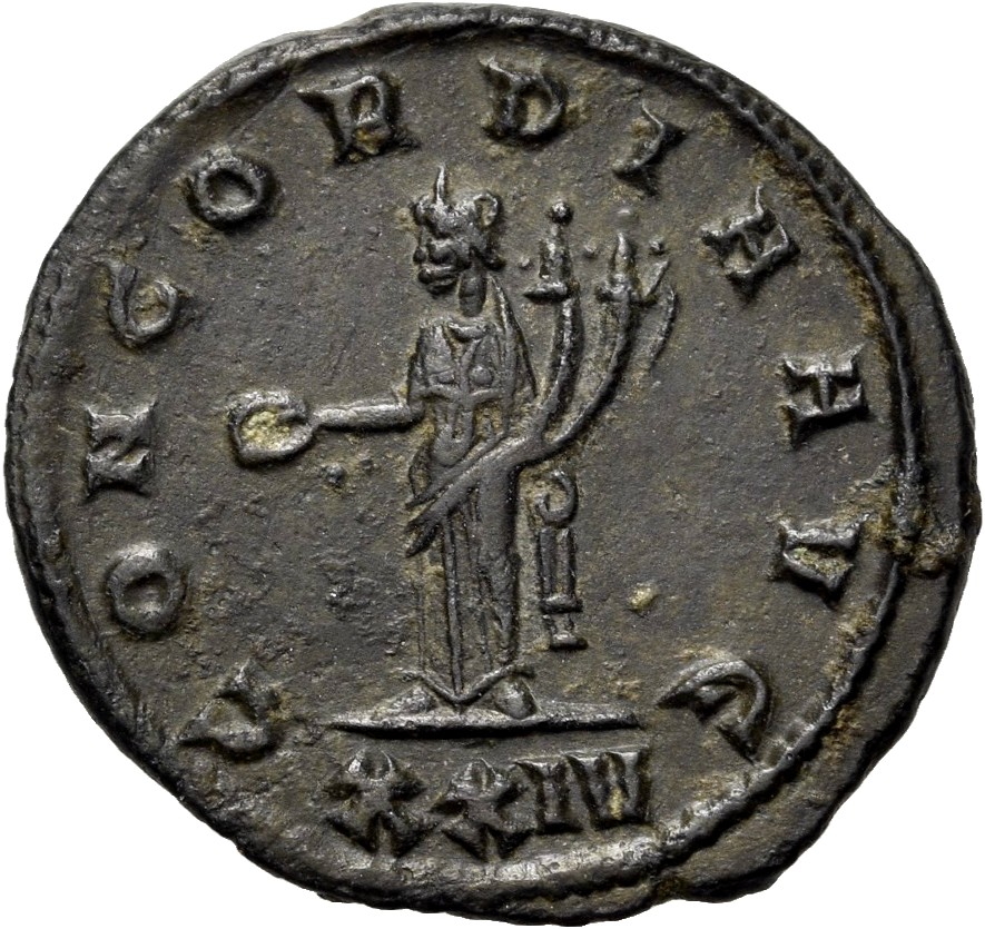 RIC V Probus 661 Probus reverse, Concordia, draped, standing left, holding patera in right hand and double cornucopiae in ...