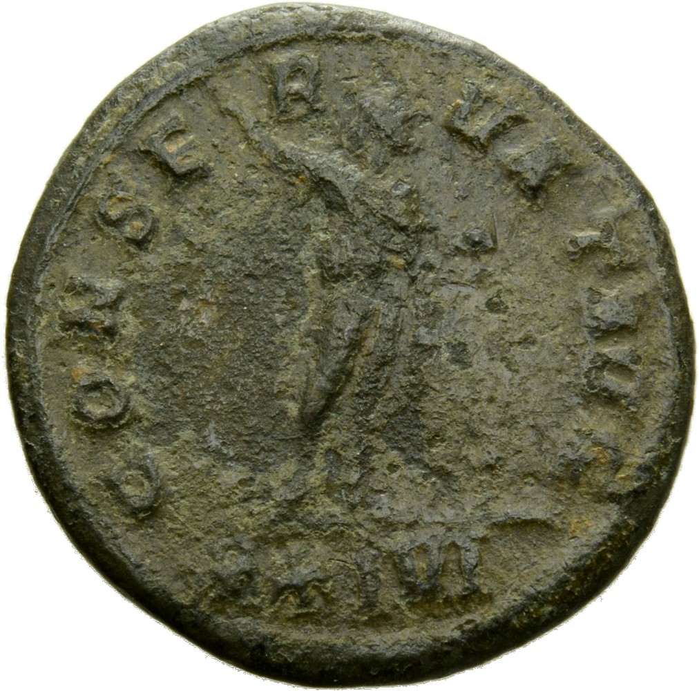 RIC V Probus 671 Probus reverse, Sol, radiate, standing left, raising right hand and holding globe in left hand