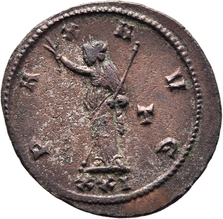 RIC V Probus 706 Probus reverse, Pax, draped, standing left, holding olive-branch in right hand and sceptre in left hand