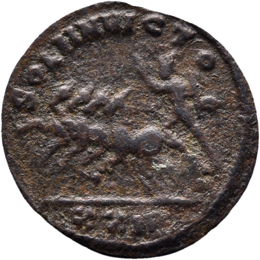 RIC V Probus 774 Probus reverse, Sol, radiate, in quadriga, galloping left, raising right hand and holding whip in left hand