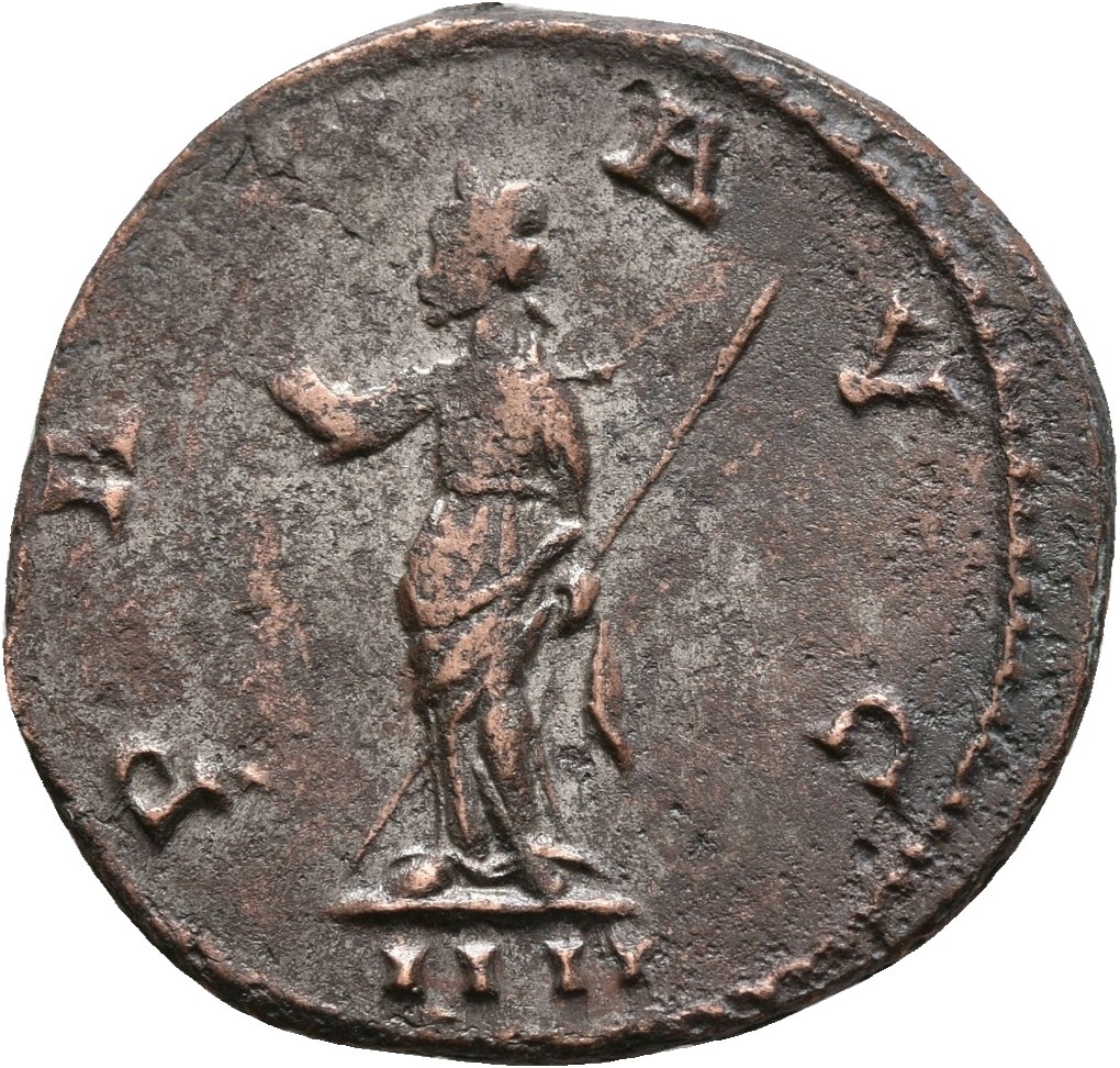 RIC V Probus 91 Probus reverse, Pax, draped, standing left, holding olive-branch in right hand and sceptre in left hand