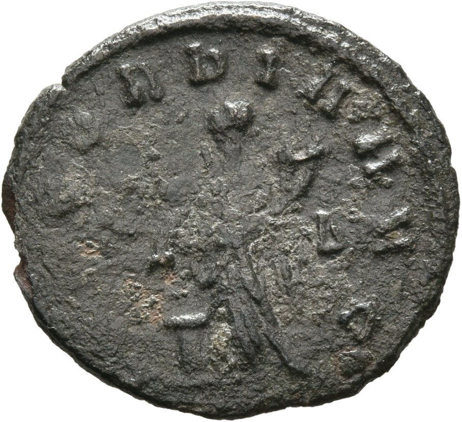 RIC V Quintillus 13 Quintillus reverse, Concordia, draped, standing left, sacrificing out of patera in right hand at altar...