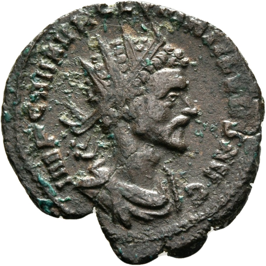 RIC V Quintillus 13 Quintillus obverse — Bust of Quintillus, radiate, draped, right or bust of Quintillus, radiate, cuiras...