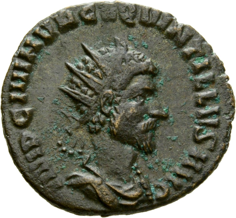 RIC V Quintillus 22 Quintillus obverse, Bust of Quintillus, radiate, draped, right