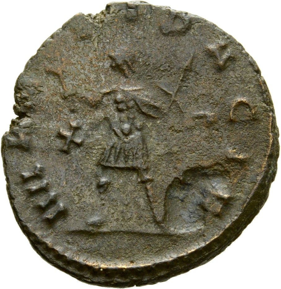 RIC V Quintillus 24 Quintillus reverse, Mars, helmeted, in military attire, walking right, holding olive-branch in right h...