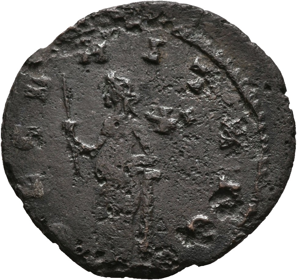 RIC V Quintillus 31 Quintillus reverse — Securitas, draped, standing left, legs crossed, leaning on column, holding sceptre