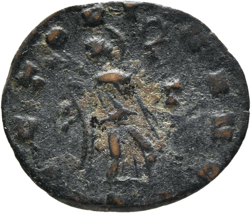 RIC V Quintillus 33 Quintillus reverse — Victory, winged, draped, walking right, holding wreath in right hand and palm in ...