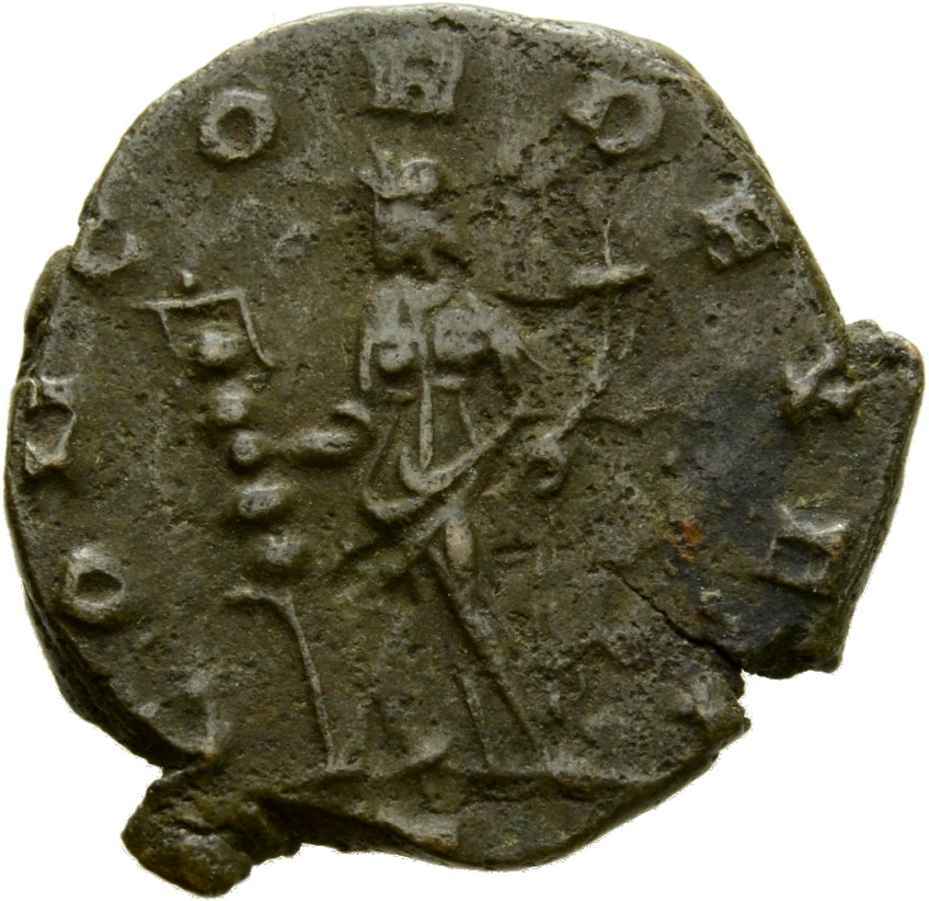 RIC V Quintillus 47 Quintillus reverse, Concordia, draped, standing left, holding ensign in each hand