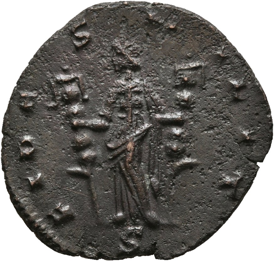 RIC V Quintillus 52 Quintillus reverse — Fides, draped, standing, holding ensign in each hand