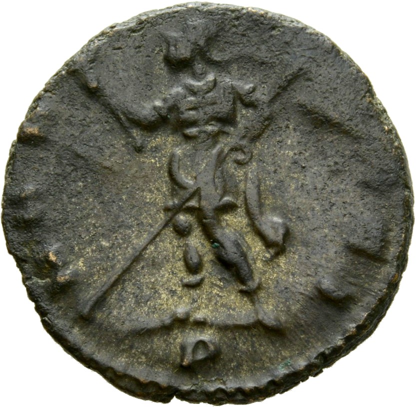 RIC V Quintillus 58 Quintillus reverse, Mars or Virtus, standing left, holding olive-branch in right hand and spear in lef...