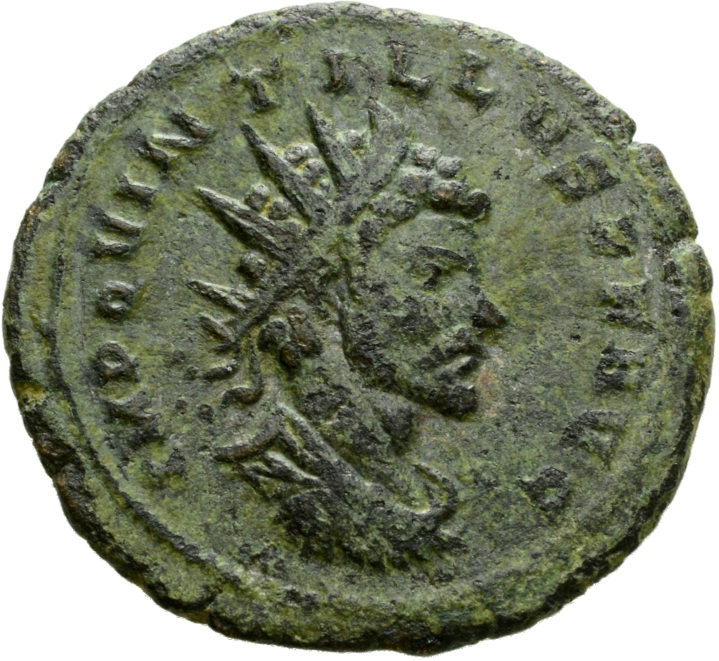 RIC V Quintillus 84 Quintillus obverse, Bust of Quintillus, radiate, draped, cuirassed, right