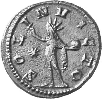 RIC V Quietus 10 Quietus reverse, Sol, standing left, raising right hand and holding globe in left hand