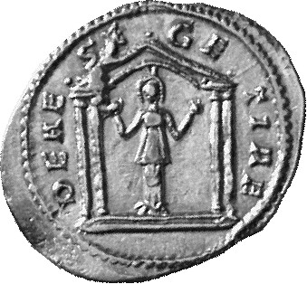 RIC V Salonina 1 Valerian reverse, Goddess in temple