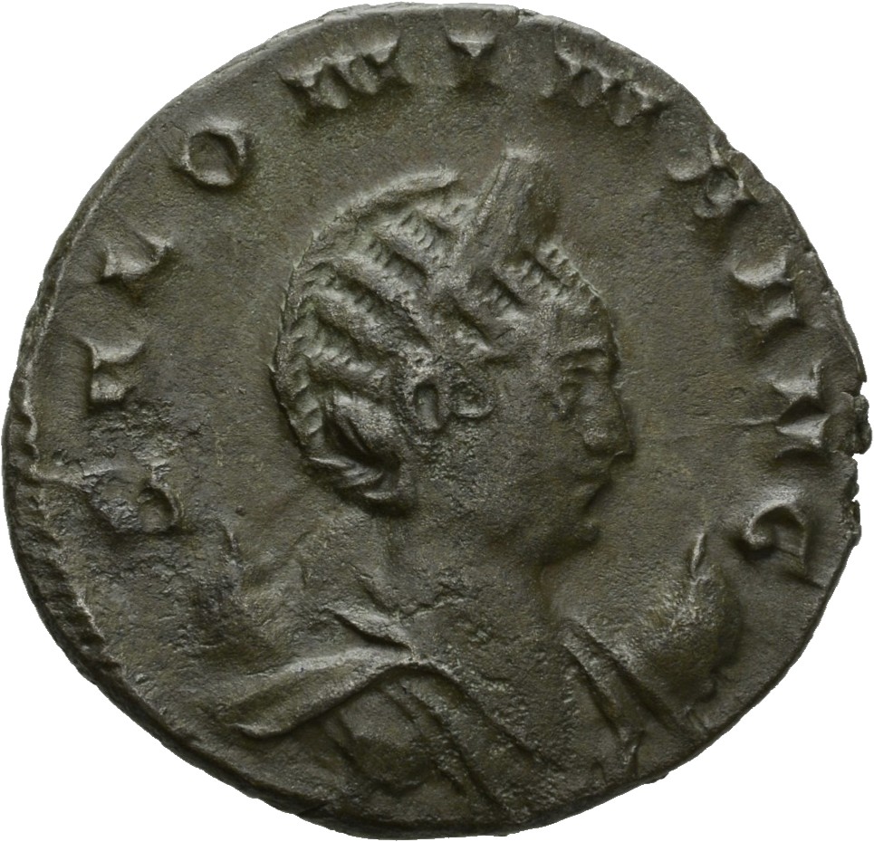 RIC V Salonina 26 Valerian obverse, Bust of Salonina, diademed, draped, on crescent, right