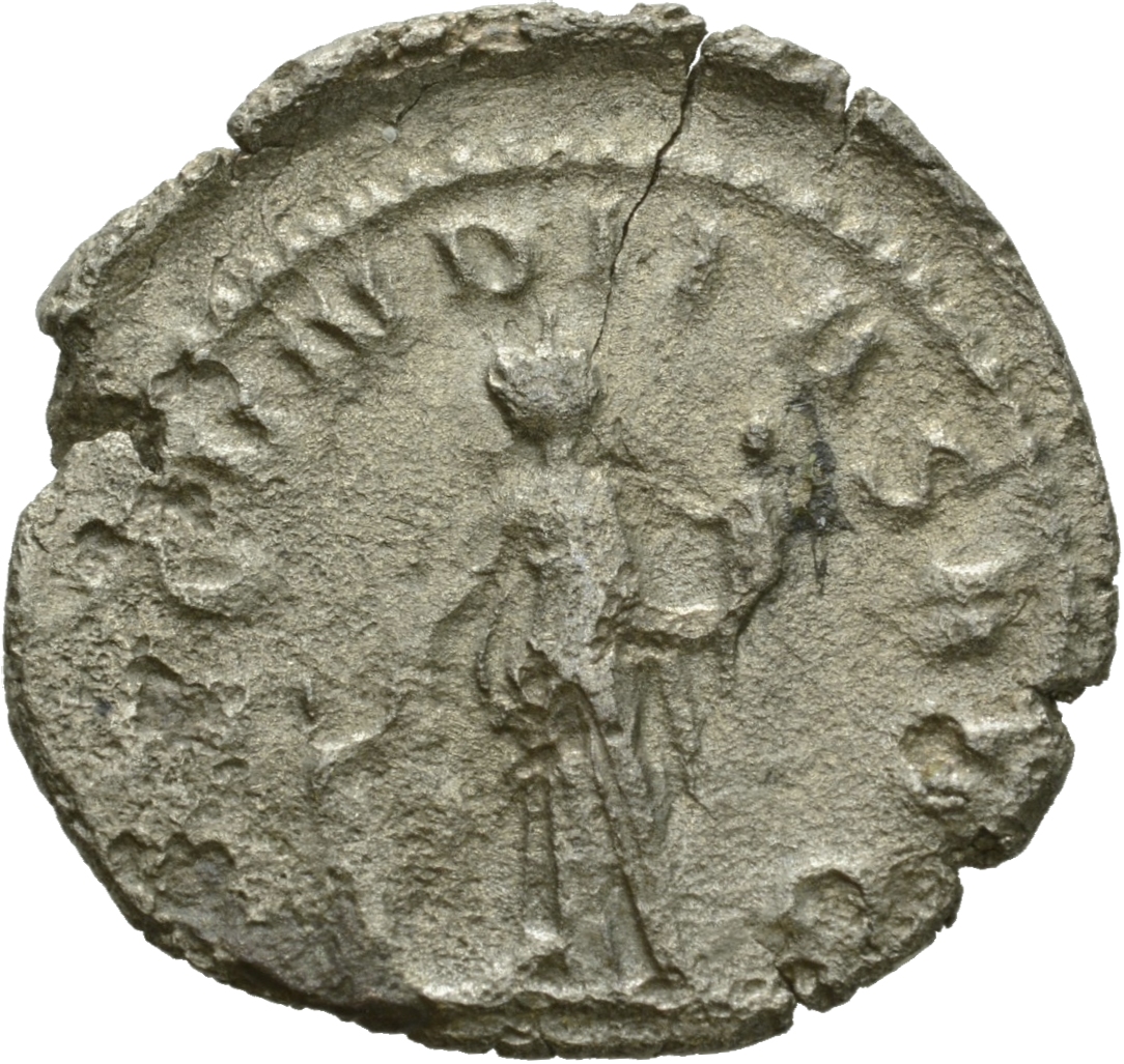 RIC V Salonina 26 Valerian reverse, Fecunditas, draped, standing right, holding infant; at her feet, child standing, left