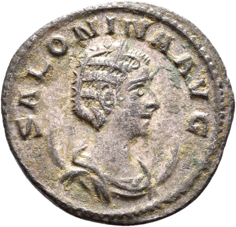 RIC V Salonina 30 Valerian obverse, Bust of Salonina, diademed, draped, on crescent, right