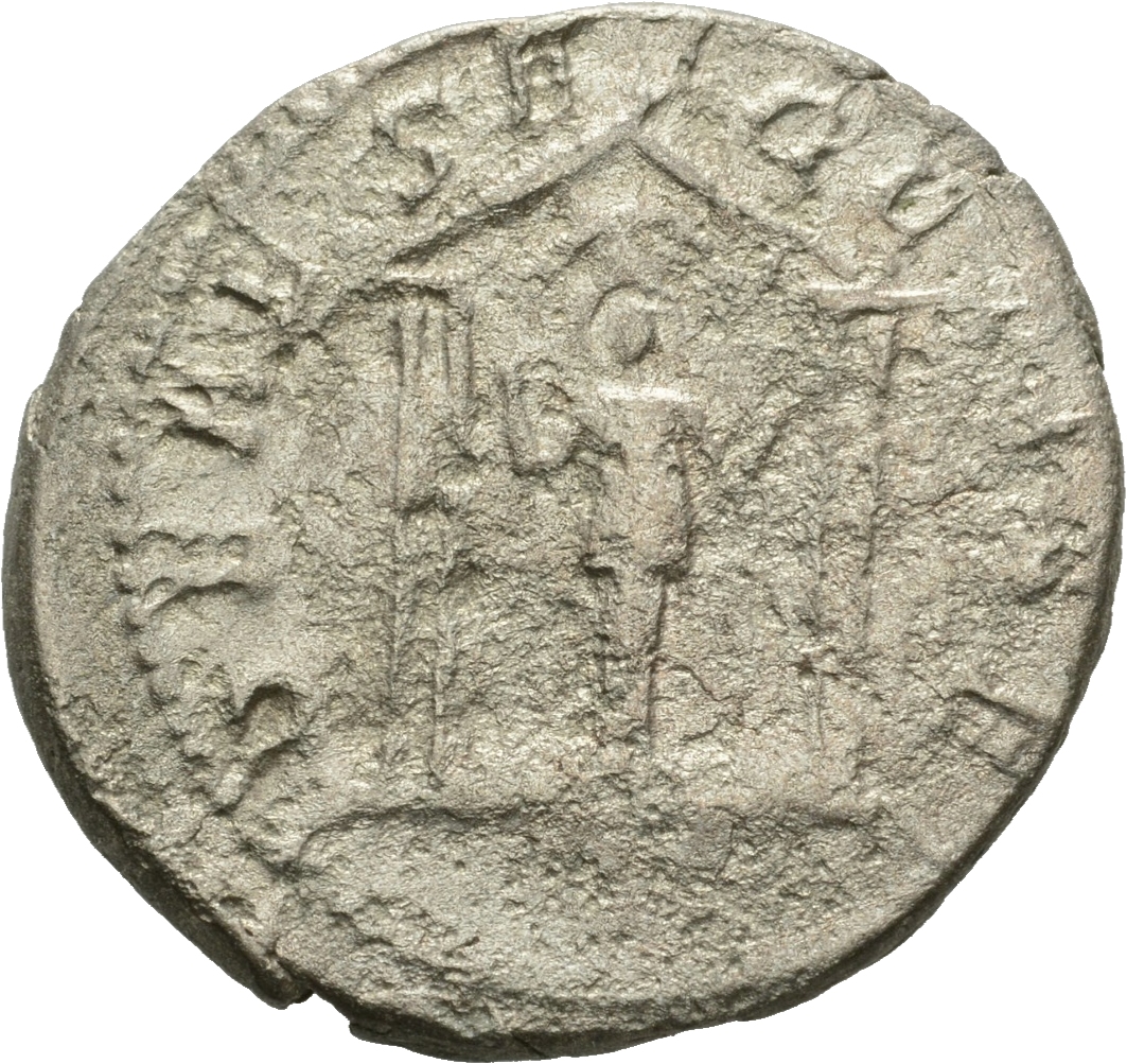RIC V Salonina 5 Valerian reverse, Goddess in temple
