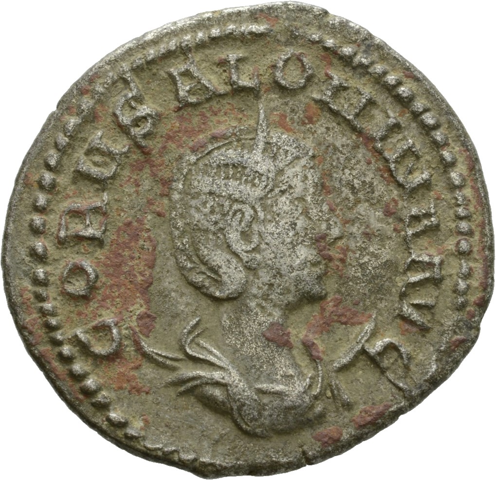 RIC V Salonina 63: Subtype 2 Valerian obverse, Bust of Salonina, diademed, draped, on crescent, right