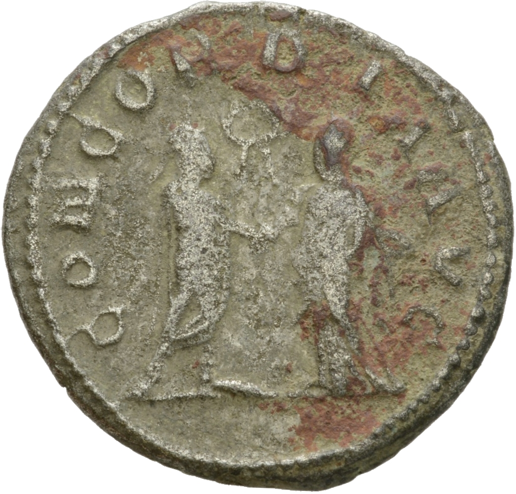 RIC V Salonina 63: Subtype 2 Valerian reverse, Gallienus and Salonina clasping hands