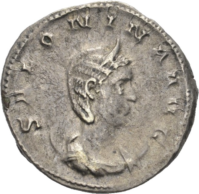 RIC V Salonina 68 Valerian obverse, Bust of Salonina, diademed, draped, on crescent, right