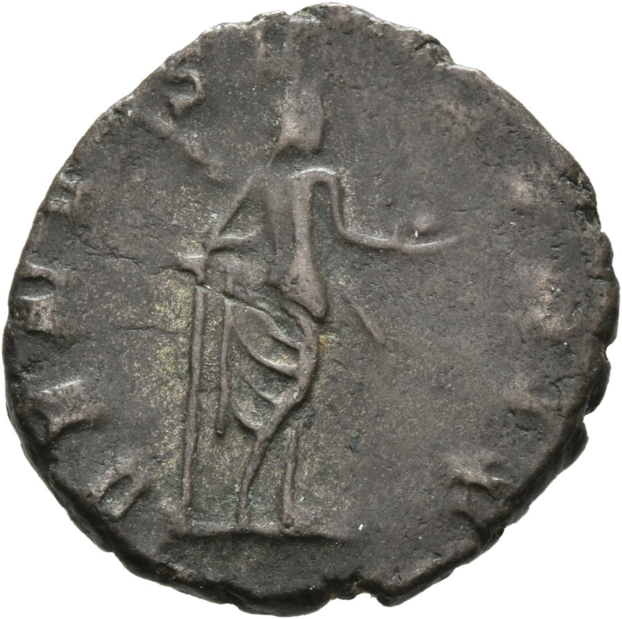 RIC V Salonina 8 Valerian reverse, Venus, with drapery falling below hips, standing left, leaning on column