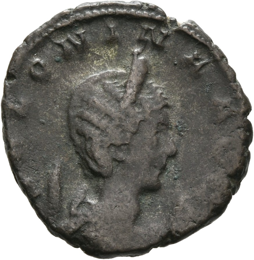 RIC V Salonina 8 Valerian obverse, Bust of Salonina, diademed, draped, on crescent, right