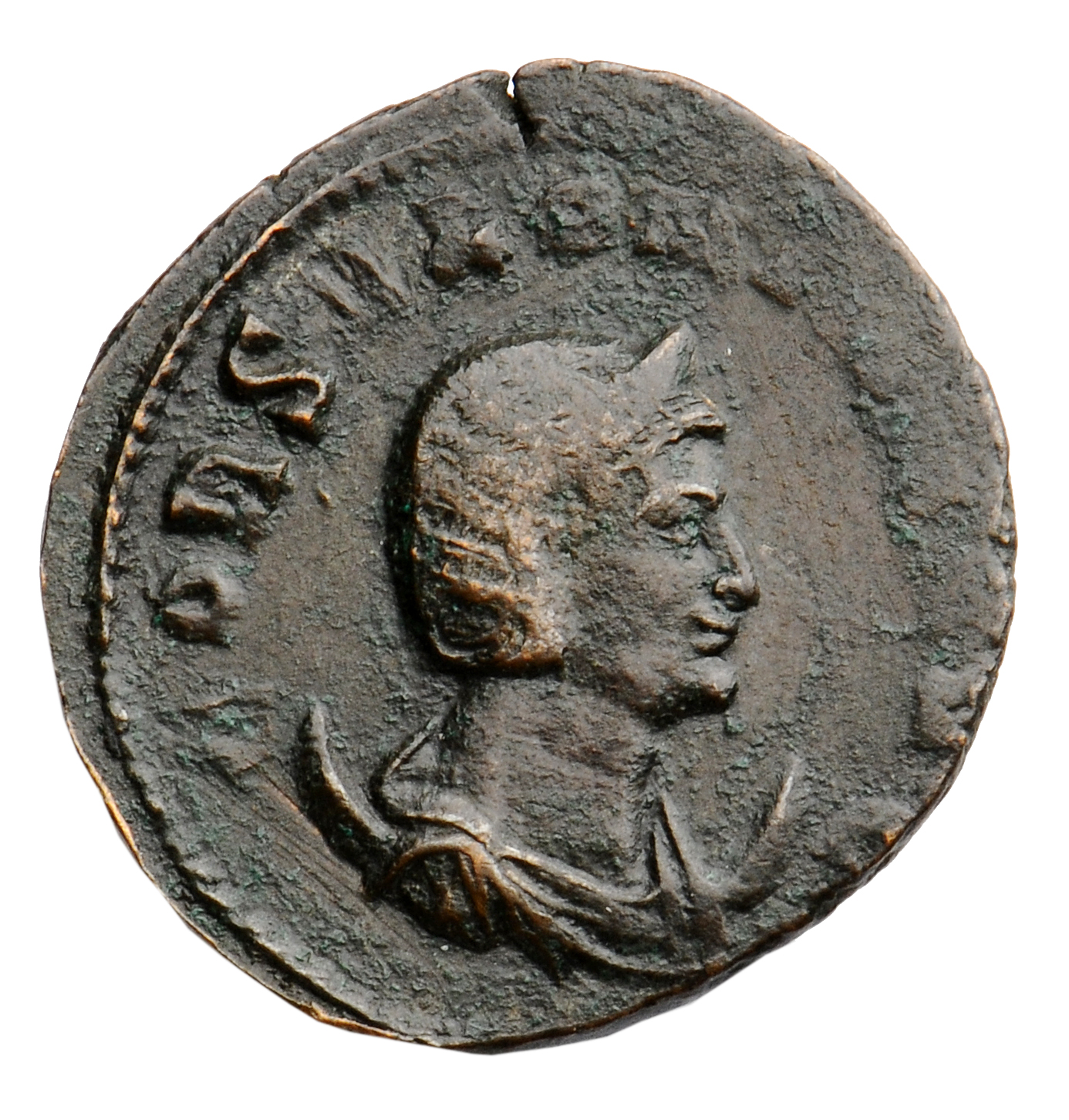 Gallienus obverse — Bust of Salonina, diademed, draped, right, on crescent