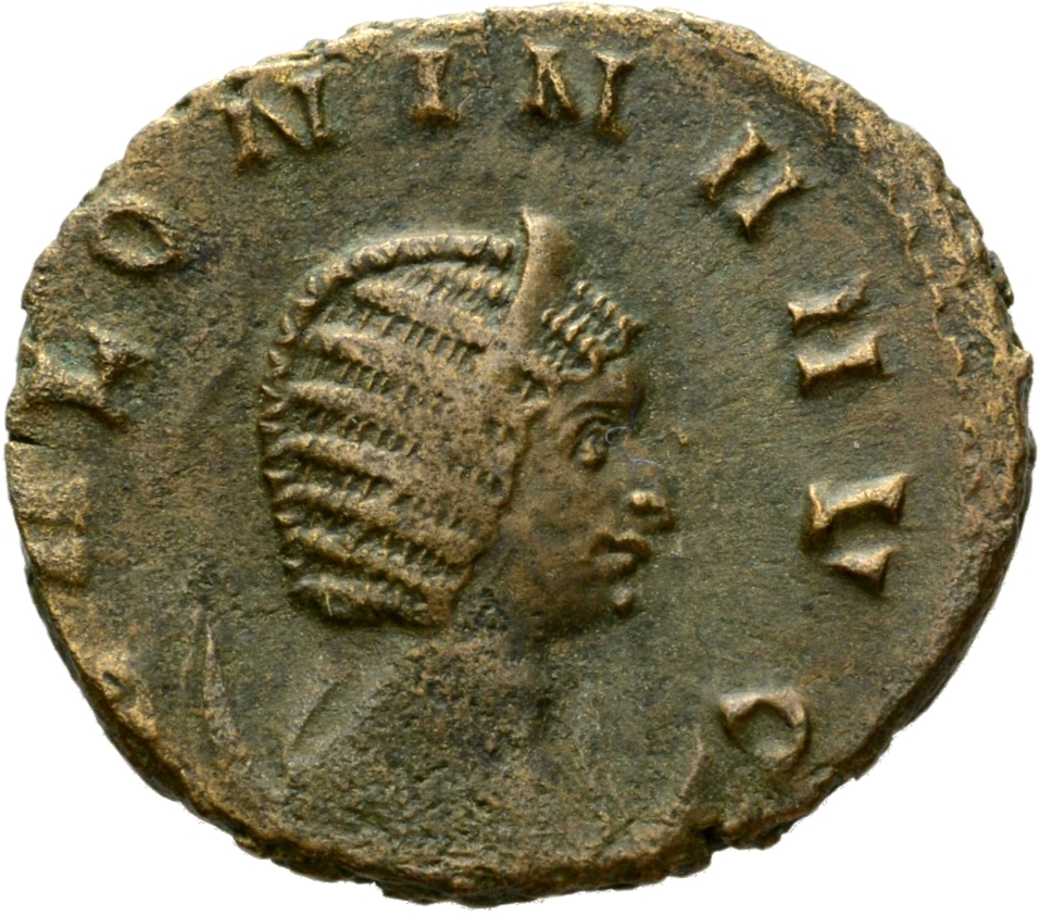 Gallienus obverse — Bust of Salonina, diademed, draped, right, on crescent