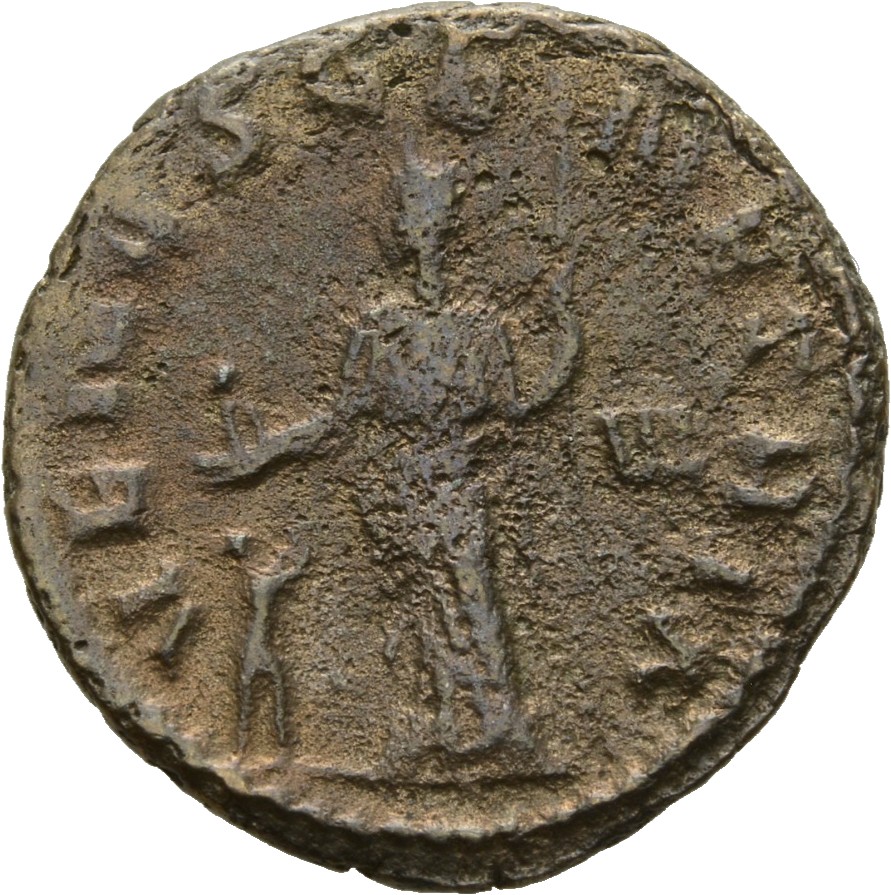 RIC V Salonina (2) 30 Gallienus reverse, Venus, draped, standing left, holding helmet or apple in right hand and sceptre i...