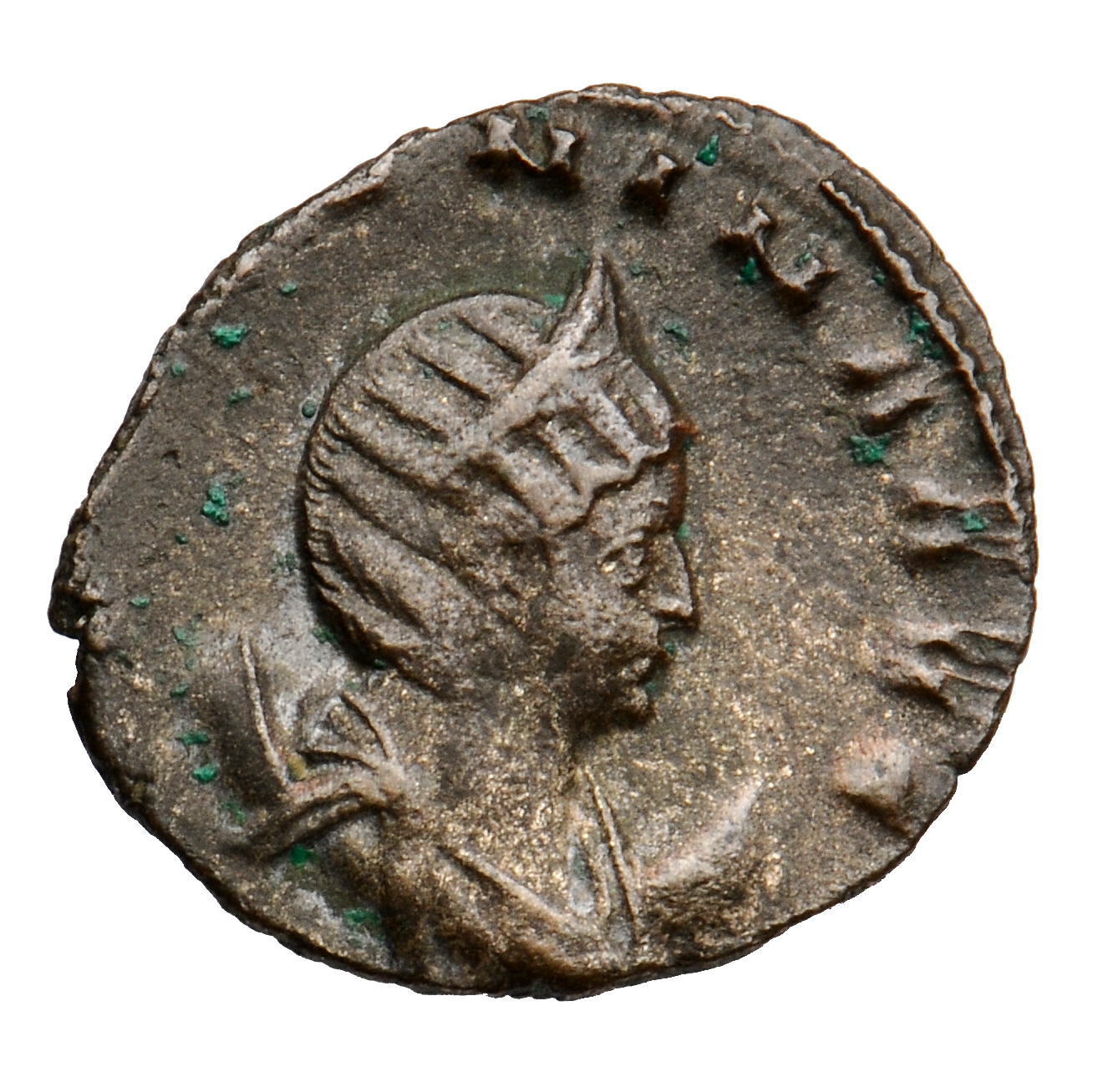 Gallienus obverse — Bust of Salonina, diademed, draped, right, on crescent