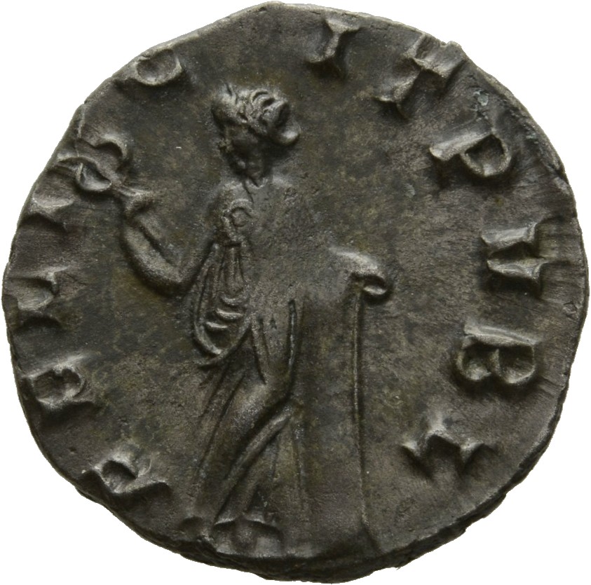 RIC V Salonina (2) 61 Gallienus reverse, Felicitas, draped, standing left, legs crossed, leaning on column, holding caduce...