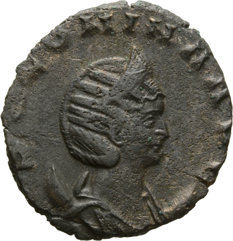 Gallienus obverse — Bust of Salonina, diademed, draped, right, on crescent
