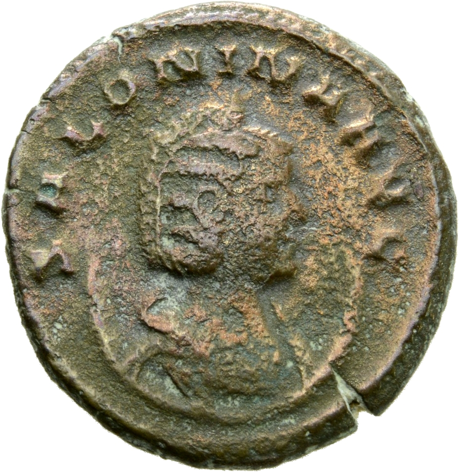 Gallienus obverse — Bust of Salonina, diademed, draped, right, on crescent