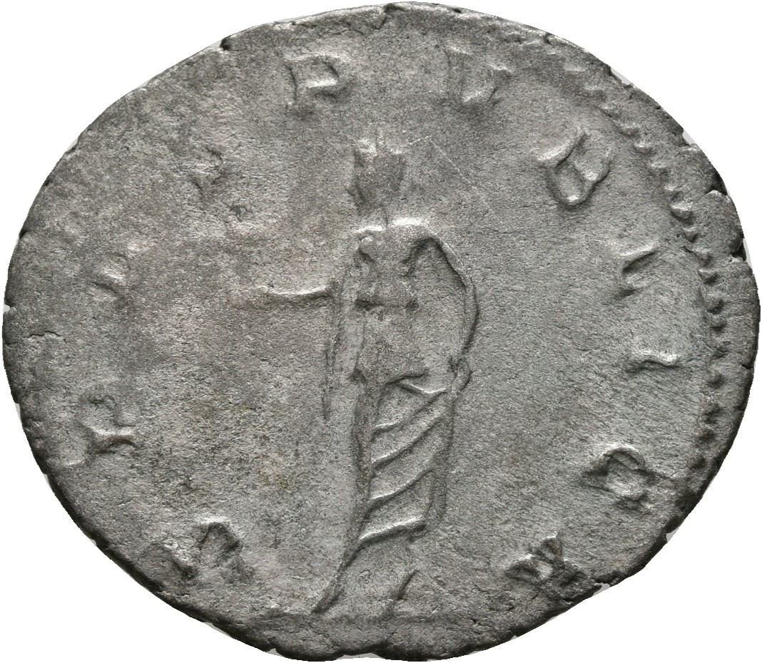 RIC V Saloninus 13 Valerian reverse, Spes, draped, walking right, holding flower in right hand and raising robe with left ...