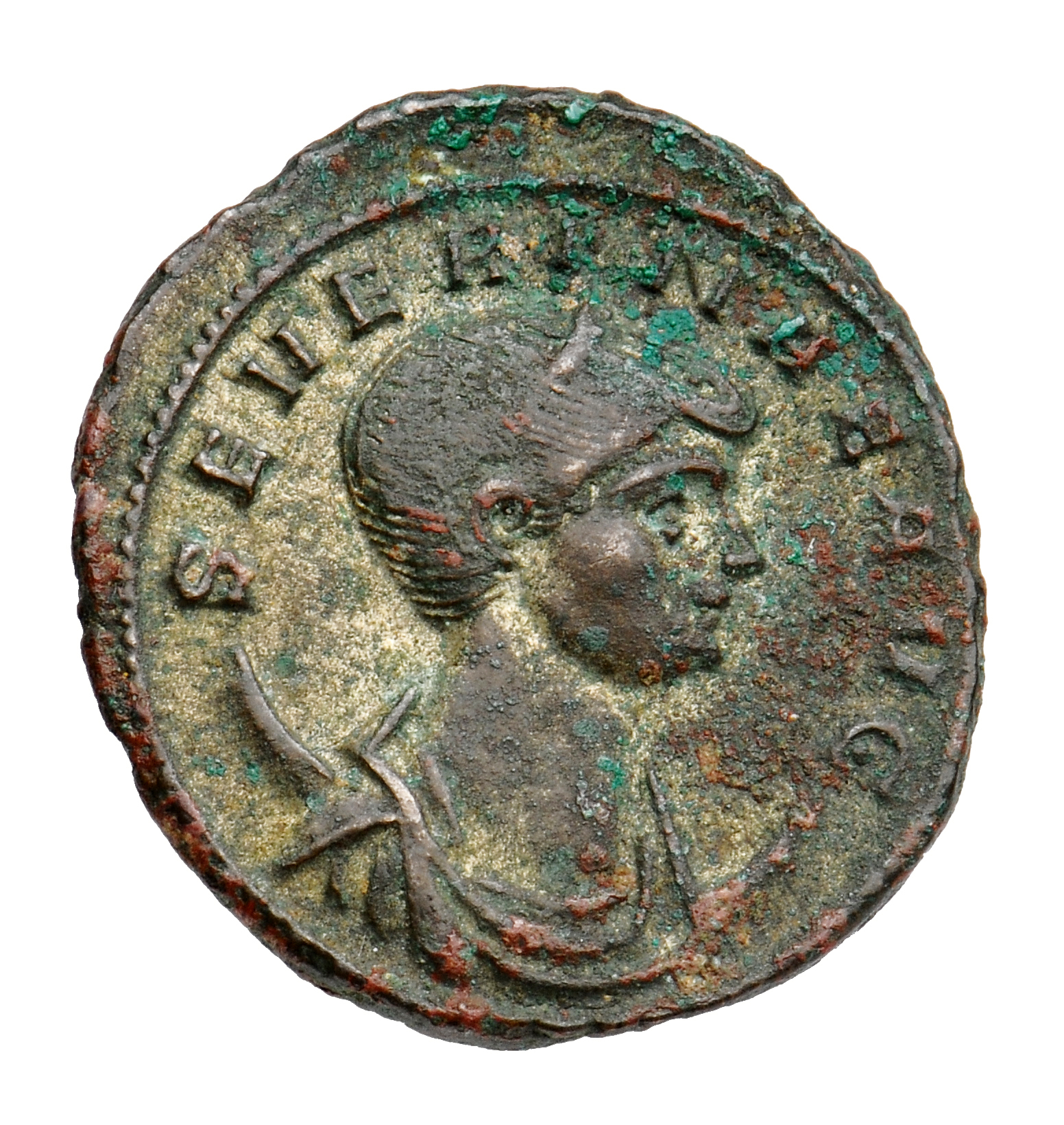 RIC V Severina 13 Aurelian obverse, Bust of Severina, diademed, draped, on crescent, right