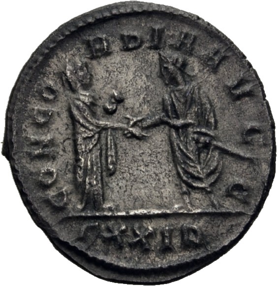 RIC V Severina 3 Aurelian reverse, Aurelian, standing right or left, clasping hand of Severina, standing right or left