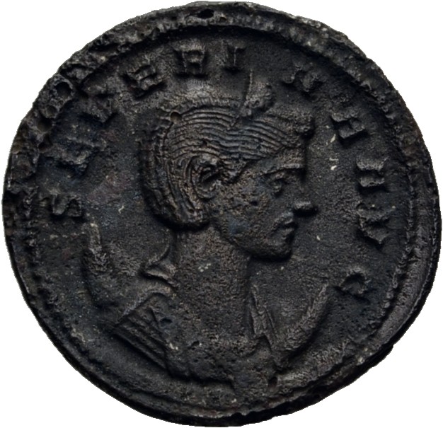 RIC V Severina 3 Aurelian obverse, Bust of Severina, diademed, draped, on crescent, right