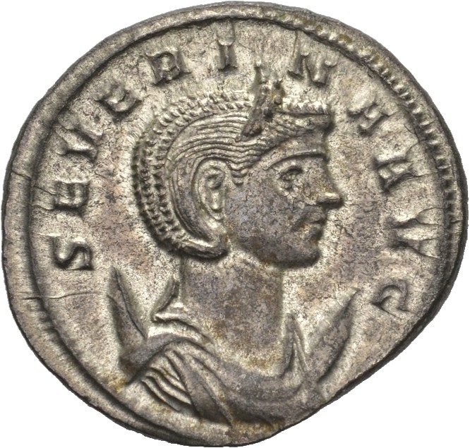RIC V Severina 3 Aurelian obverse, Bust of Severina, diademed, draped, on crescent, right
