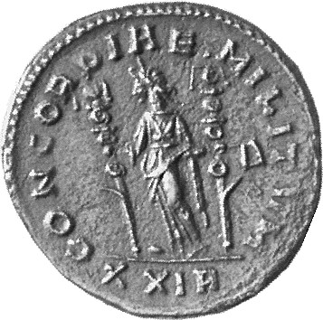 RIC V Severina 4 Aurelian reverse, Concordia, draped, standing left, holding ensign in each hand