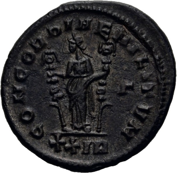 RIC V Severina 4 Aurelian reverse, Concordia, draped, standing left, holding ensign in each hand