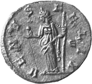 RIC V Severina 6 Aurelian reverse, Venus, draped, standing left, hlding seated figure (Cupid?) in right hand and sceptre i...