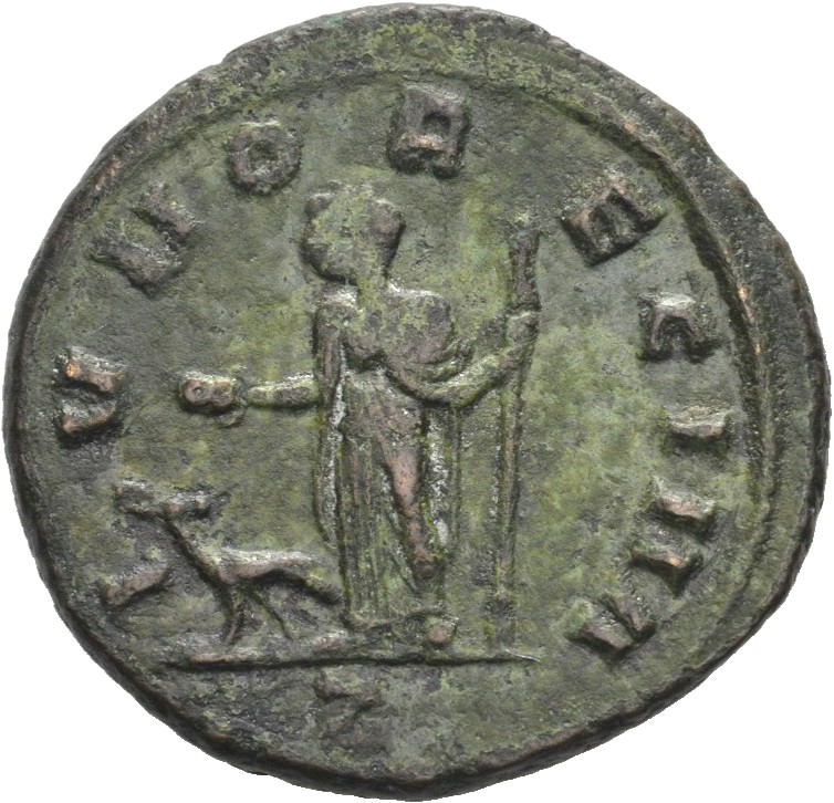 RIC V Severina 7 Aurelian reverse, Juno, draped, standing left, holding patera in right hand and sceptre in left hand; at ...