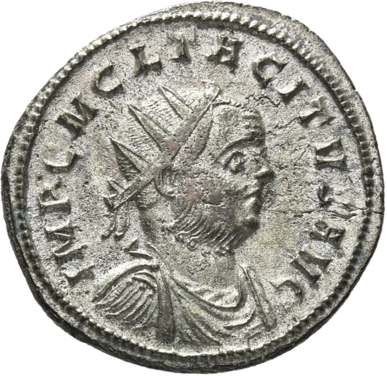 RIC V Tacitus 140 Tacitus obverse, Bust of Tacitus, radiate, draped, cuirassed, right or bust of Tacitus, radiate, cuirass...