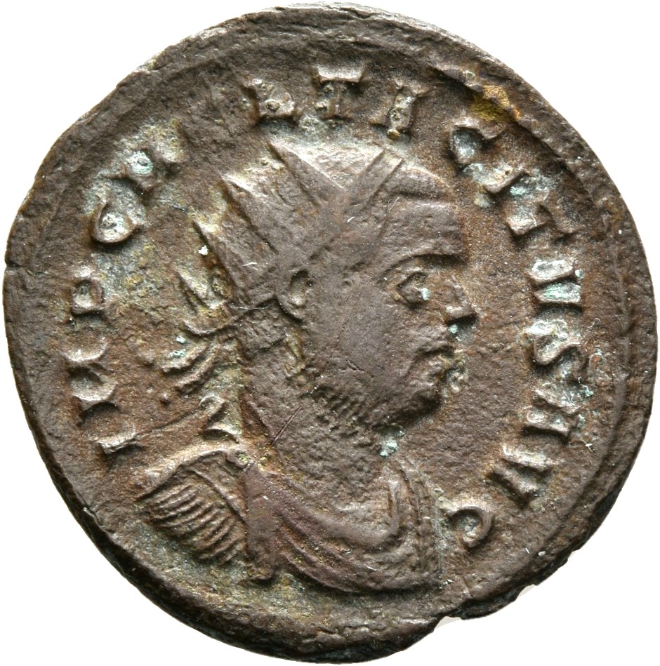 RIC V Tacitus 145 Tacitus obverse, Bust of Tacitus, radiate, draped, cuirassed, right or bust of Tacitus, radiate, cuirass...