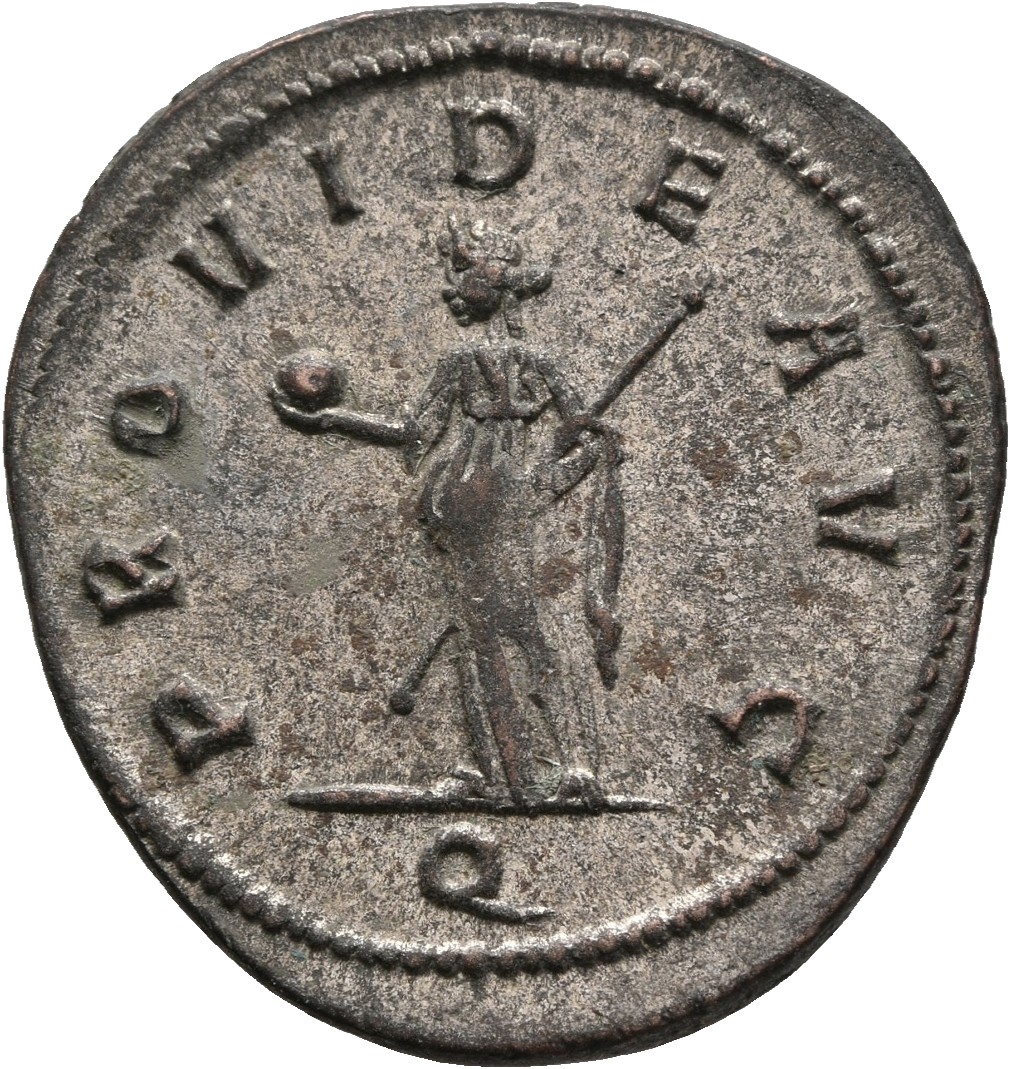 RIC V Tacitus 152 Tacitus reverse, Providentia, draped, standing left, holding globe in right hand and sceptre in left hand